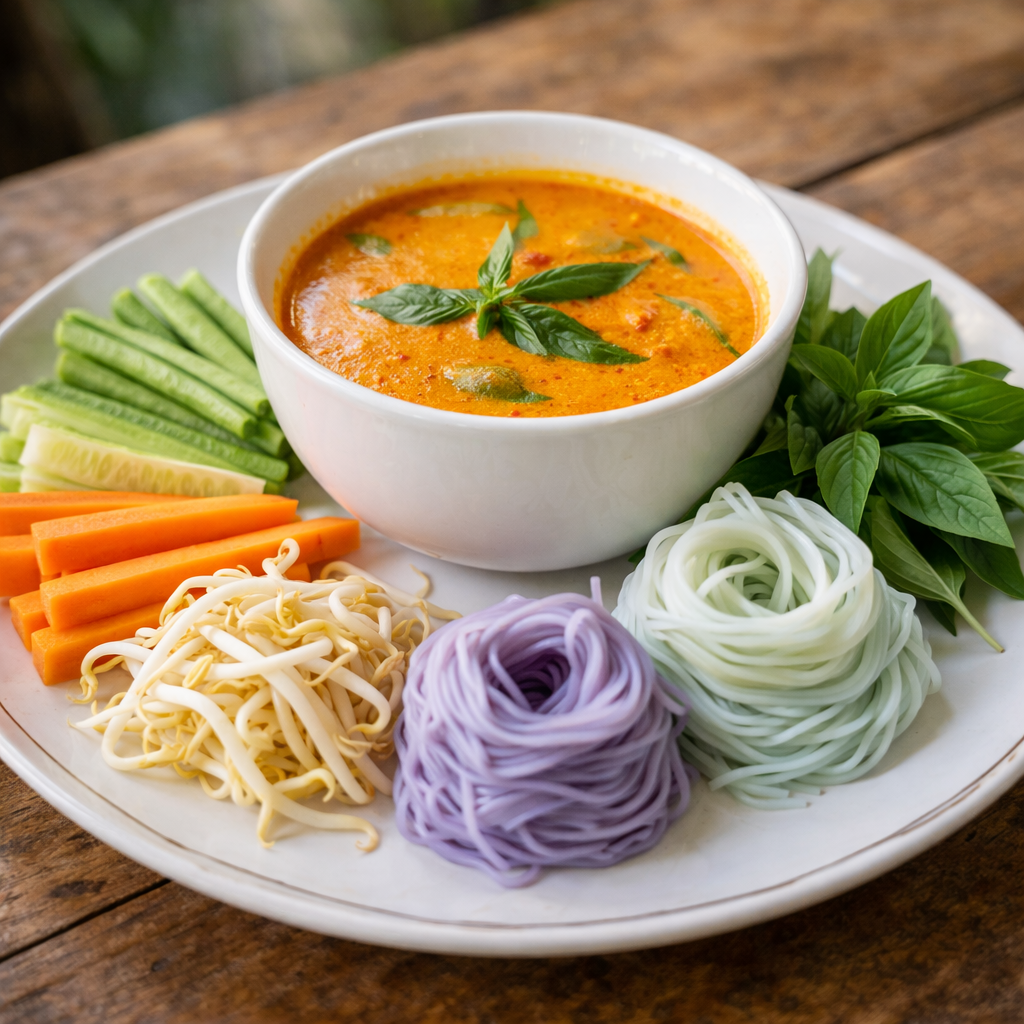 Freshly prepared Thai dish served at Baan Ton Mai